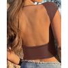 imageREORIA Womens Sexy Backless Going Out Crop Tops Double Lined T Shirts Open Back Y2k Trendy Crop TopsCoffee