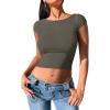imageREORIA Womens Sexy Backless Going Out Crop Tops Double Lined T Shirts Open Back Y2k Trendy Crop TopsGrey