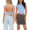 imageREORIA Womens Sexy Backless Going Out Crop Tops Double Lined T Shirts Open Back Y2k Trendy Crop TopsSky Blue