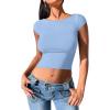 imageREORIA Womens Sexy Backless Going Out Crop Tops Double Lined T Shirts Open Back Y2k Trendy Crop TopsSky Blue