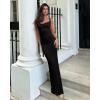 imageREORIA Womens Summer Cowl Neck Mesh Sleeveless Tank Dress Sexy Double Lined Bodycon Maxi Long DressesBlack