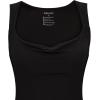 imageREORIA Womens Summer Cowl Neck Mesh Sleeveless Tank Dress Sexy Double Lined Bodycon Maxi Long DressesBlack