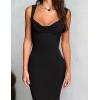 imageREORIA Womens Summer Cowl Neck Mesh Sleeveless Tank Dress Sexy Double Lined Bodycon Maxi Long DressesBlack