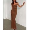 imageREORIA Womens Summer Cowl Neck Mesh Sleeveless Tank Dress Sexy Double Lined Bodycon Maxi Long DressesBrown