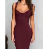 imageREORIA Womens Summer Cowl Neck Mesh Sleeveless Tank Dress Sexy Double Lined Bodycon Maxi Long DressesBurgundy