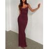 imageREORIA Womens Summer Cowl Neck Mesh Sleeveless Tank Dress Sexy Double Lined Bodycon Maxi Long DressesBurgundy