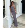 imageREORIA Womens Summer Cowl Neck Mesh Sleeveless Tank Dress Sexy Double Lined Bodycon Maxi Long DressesDeep Grey