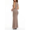 imageREORIA Womens Summer Cowl Neck Mesh Sleeveless Tank Dress Sexy Double Lined Bodycon Maxi Long DressesKhaki