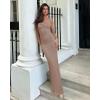imageREORIA Womens Summer Cowl Neck Mesh Sleeveless Tank Dress Sexy Double Lined Bodycon Maxi Long DressesKhaki