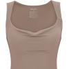 imageREORIA Womens Summer Cowl Neck Mesh Sleeveless Tank Dress Sexy Double Lined Bodycon Maxi Long DressesKhaki