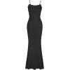 imageREORIA Womens Summer Lace Slip Lounge Long Dress Sexy Casual Elegant Backless Ribbed Bodycon Maxi DressesBlack