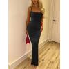 imageREORIA Womens Summer Lace Slip Lounge Long Dress Sexy Casual Elegant Backless Ribbed Bodycon Maxi DressesBlack