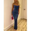 imageREORIA Womens Summer Lace Slip Lounge Long Dress Sexy Casual Elegant Backless Ribbed Bodycon Maxi DressesNavy Blue