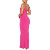 imageREORIA Womens Summer Lace Slip Lounge Long Dress Sexy Casual Elegant Backless Ribbed Bodycon Maxi DressesRose Red