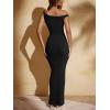 imageREORIA Womens Summer Sexy One Shoulder Formal Long Dress Wedding Guest Elegant Sleeveless Ribbed Bodycon Maxi DressesBlack