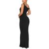 imageREORIA Womens Summer Sexy One Shoulder Formal Long Dress Wedding Guest Elegant Sleeveless Ribbed Bodycon Maxi DressesBlack