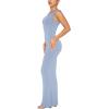 imageREORIA Womens Summer Sexy One Shoulder Formal Long Dress Wedding Guest Elegant Sleeveless Ribbed Bodycon Maxi DressesBlue