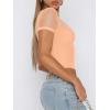 imageREORIA Womens Summer Trendy Sexy Crew Neck Short Sleeve Sheer Mesh Going Out Tops Slim Fit T Shirts Crop top TeePeach Fuzz