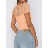 imageREORIA Womens Summer Trendy Sexy Crew Neck Short Sleeve Sheer Mesh Going Out Tops Slim Fit T Shirts Crop top TeePeach Fuzz