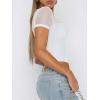 imageREORIA Womens Summer Trendy Sexy Crew Neck Short Sleeve Sheer Mesh Going Out Tops Slim Fit T Shirts Crop top TeeWhite