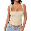 imageREORIA Butsmooth Womens Square Neck Going Out Crop Tops Double Lined Cute Basic Tank Tops 2025 ClothesApricot