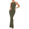 imageREORIA Womens Basic Summer Sexy Lounge Tank Long Dress Elegant Sleeveless Halter Neck Bodycon Maxi DressesArmy Green