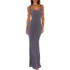 imageREORIA Womens Summer Cowl Neck Mesh Sleeveless Tank Dress Sexy Double Lined Bodycon Maxi Long DressesDeep Grey