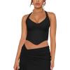 imageREORIA Butsmooth Double Lined Sexy Halter Tops Camisole V Neck Sleeveless Corset Y2K Going Out Crop Tank Tops for WomenBlack