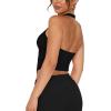 imageREORIA Butsmooth Double Lined Sexy Halter Tops Camisole V Neck Sleeveless Corset Y2K Going Out Crop Tank Tops for WomenBlack