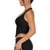imageREORIA Butsmooth Double Lined Sexy Halter Tops Camisole V Neck Sleeveless Corset Y2K Going Out Crop Tank Tops for WomenBlack