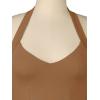 imageREORIA Butsmooth Double Lined Sexy Halter Tops Camisole V Neck Sleeveless Corset Y2K Going Out Crop Tank Tops for WomenBrown