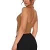 imageREORIA Butsmooth Double Lined Sexy Halter Tops Camisole V Neck Sleeveless Corset Y2K Going Out Crop Tank Tops for WomenBrown