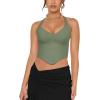 imageREORIA Butsmooth Double Lined Sexy Halter Tops Camisole V Neck Sleeveless Corset Y2K Going Out Crop Tank Tops for WomenDark Green