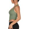 imageREORIA Butsmooth Double Lined Sexy Halter Tops Camisole V Neck Sleeveless Corset Y2K Going Out Crop Tank Tops for WomenDark Green