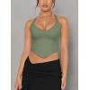 imageREORIA Butsmooth Double Lined Sexy Halter Tops Camisole V Neck Sleeveless Corset Y2K Going Out Crop Tank Tops for WomenDark Green