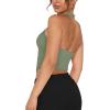 imageREORIA Butsmooth Double Lined Sexy Halter Tops Camisole V Neck Sleeveless Corset Y2K Going Out Crop Tank Tops for WomenDark Green