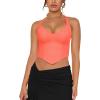 imageREORIA Butsmooth Double Lined Sexy Halter Tops Camisole V Neck Sleeveless Corset Y2K Going Out Crop Tank Tops for WomenNeon Pink