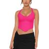 imageREORIA Butsmooth Double Lined Sexy Halter Tops Camisole V Neck Sleeveless Corset Y2K Going Out Crop Tank Tops for WomenNeon Rose Red