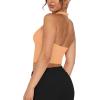 imageREORIA Butsmooth Double Lined Sexy Halter Tops Camisole V Neck Sleeveless Corset Y2K Going Out Crop Tank Tops for WomenOrange Powder
