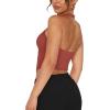 imageREORIA Butsmooth Double Lined Sexy Halter Tops Camisole V Neck Sleeveless Corset Y2K Going Out Crop Tank Tops for WomenRusty Red
