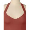 imageREORIA Butsmooth Double Lined Sexy Halter Tops Camisole V Neck Sleeveless Corset Y2K Going Out Crop Tank Tops for WomenRusty Red