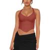 imageREORIA Butsmooth Double Lined Sexy Halter Tops Camisole V Neck Sleeveless Corset Y2K Going Out Crop Tank Tops for WomenRusty Red