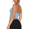 imageREORIA Butsmooth Double Lined Sexy Halter Tops Camisole V Neck Sleeveless Corset Y2K Going Out Crop Tank Tops for WomenSky Blue