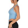 imageREORIA Butsmooth Double Lined Sexy Halter Tops Camisole V Neck Sleeveless Corset Y2K Going Out Crop Tank Tops for WomenSky Blue