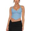 imageREORIA Butsmooth Double Lined Sexy Halter Tops Camisole V Neck Sleeveless Corset Y2K Going Out Crop Tank Tops for WomenSky Blue