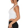 imageREORIA Butsmooth Double Lined Sexy Halter Tops Camisole V Neck Sleeveless Corset Y2K Going Out Crop Tank Tops for WomenWhite