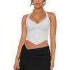 imageREORIA Butsmooth Double Lined Sexy Halter Tops Camisole V Neck Sleeveless Corset Y2K Going Out Crop Tank Tops for WomenWhite
