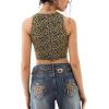 imageREORIA Butsmooth Womens Sleeveless Halter Neck Double Lined Casual Basic Tank Crop TopsApricot Leopard Print