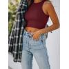 imageREORIA Butsmooth Womens Sleeveless Halter Neck Double Lined Casual Basic Tank Crop TopsBurgundy