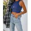 imageREORIA Butsmooth Womens Sleeveless Halter Neck Double Lined Casual Basic Tank Crop TopsDeep Blue